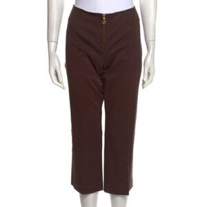 Tory Burch Straight Leg Pants Women's Size 8 Brown Cropped Mid Rise Casual Zip